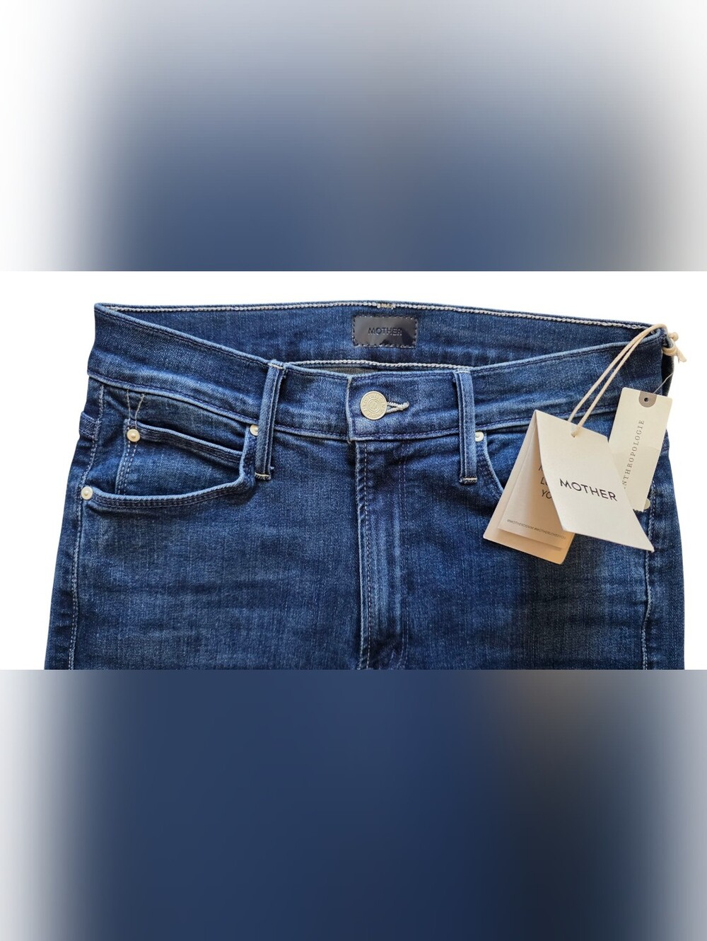 MOTHER Sz 27 NWT The Mid Rise Dazzler Ankle Jeans Nothing Between Us Denim Jeans - Picture 8 of 13